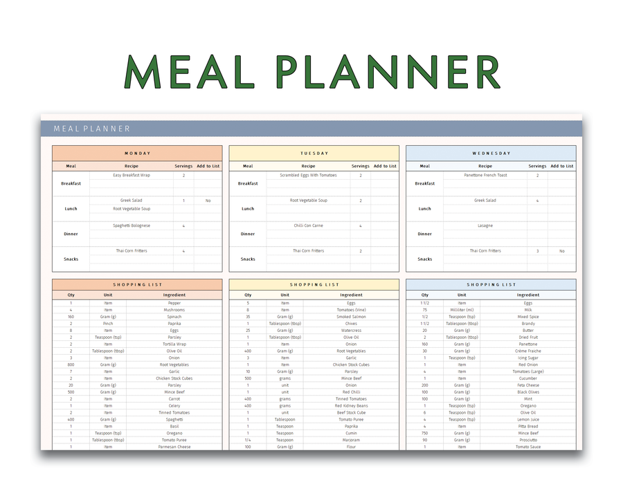 Meal Planner – CleverPeaDesign