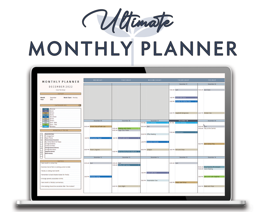 Monthly Planner Spreadsheet Monthly Planner CleverPeaDesign Monthly planner spreadsheet monthly planner cleverpeadesign