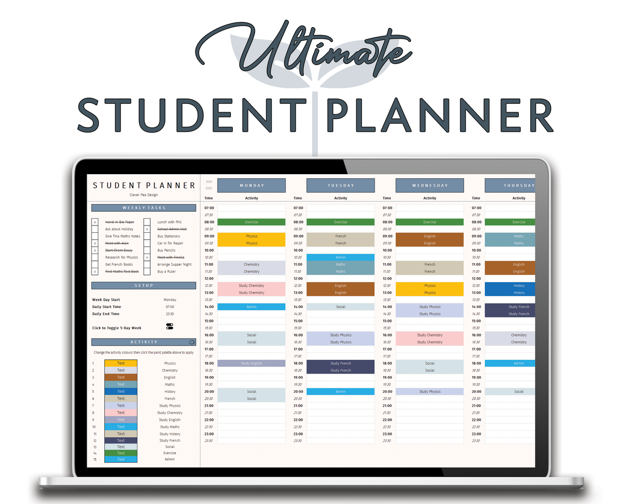 Student Planner Excel Timetable Assignment Tracker CleverPeaDesign student-planner-excel-timetable-assignment-tracker-cleverpeadesign